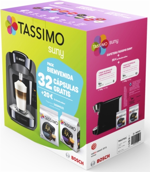 CAFETERA BOSCH TASSIMO SUNY TAS3702C (+32 CÁPSULAS DE REGALO)